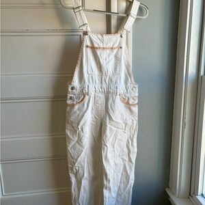 White Overalls with Orange Trim